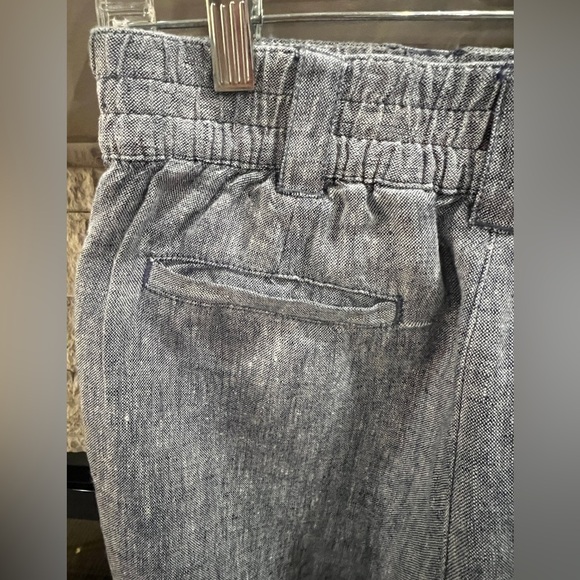 Lands' End size 6P Blue Linen Mid rise capri straight pants - Picture 7 of 11